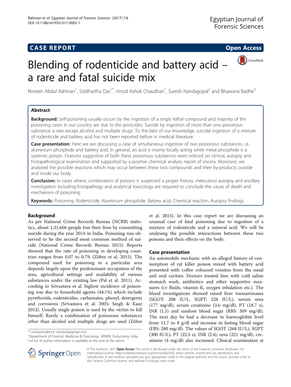 Blending of Rodenticide and Battery Acid – a Rare and Fatal Suicide