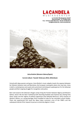 Aziza Brahim (Western Sahara/Spain) Current Album: 'Soutak' (February