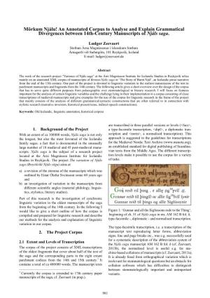Mörkum Njálu. an Annotated Corpus to Analyse and Explain Grammatical Divergences Between 14Th-Century Manuscripts Of