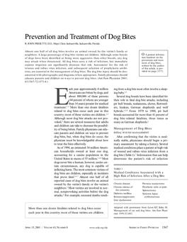 Prevention and Treatment of Dog Bites R