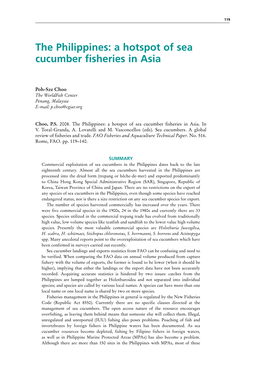 The Philippines: a Hotspot of Sea Cucumber Fisheries in Asia