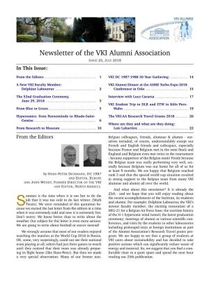 Newsletter of the VKI Alumni Association ISSUE 25, JULY 2018 in This Issue