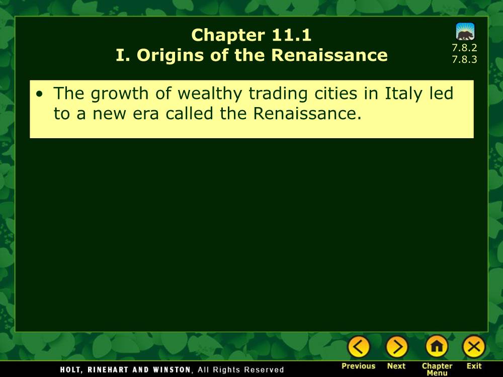 The Growth of Wealthy Trading Cities in Italy Led to a New Era Called the Renaissance
