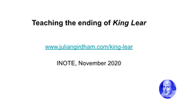 Teaching the Ending of King Lear