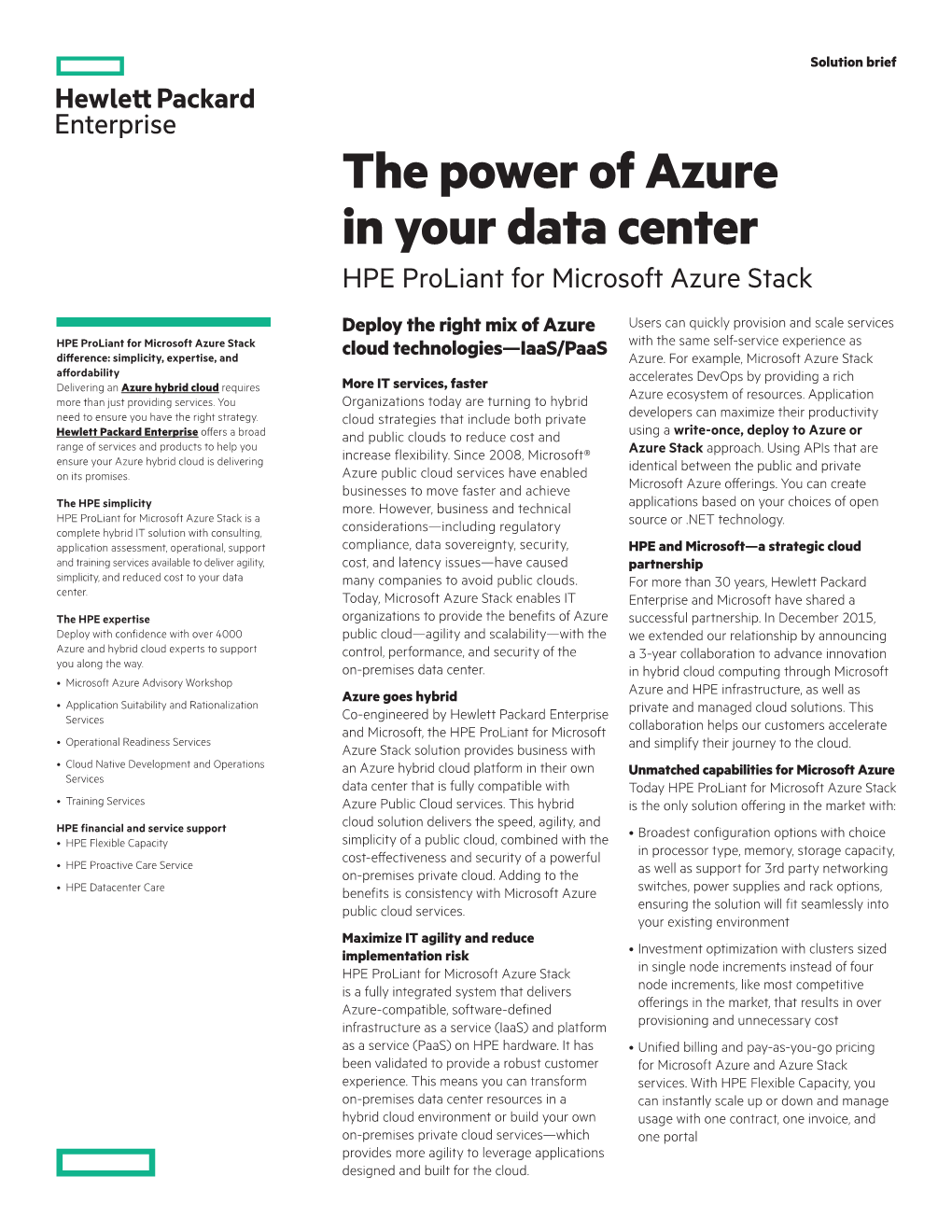 The Power of Azure in Your Data Center: HPE Proliant for Microsoft