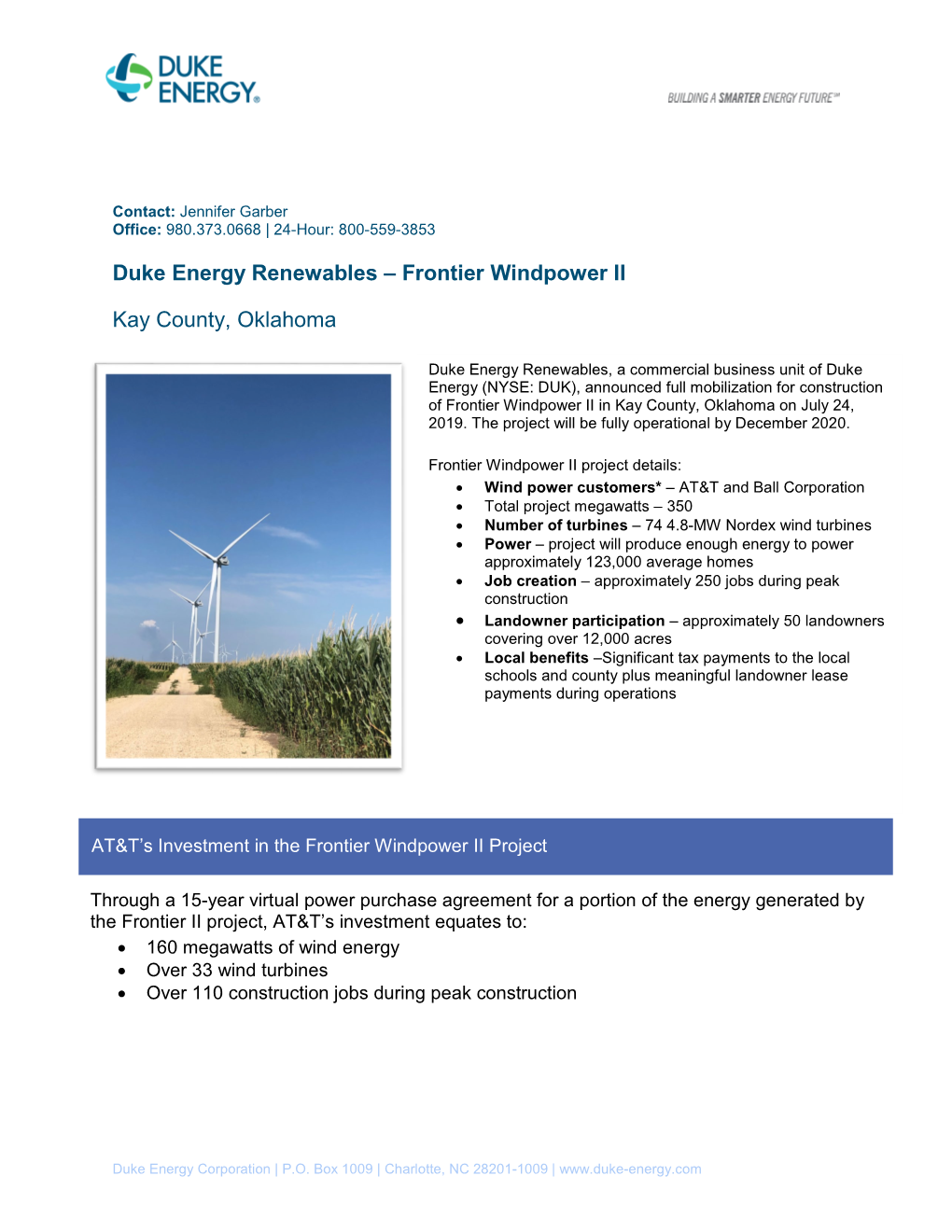 Frontier Windpower II: Duke Energy Renewables