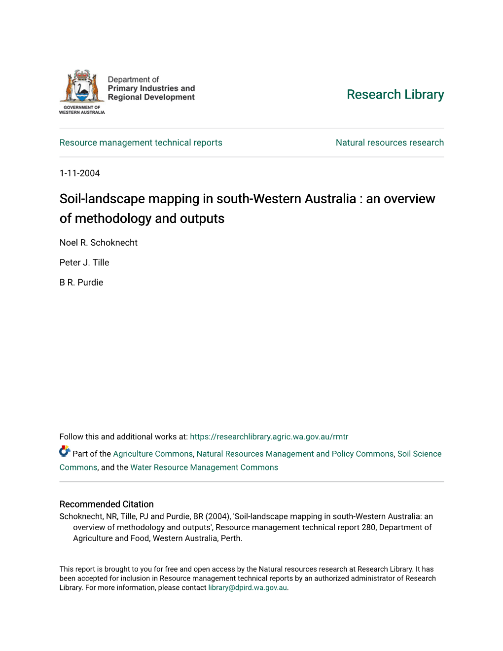 Soil-Landscape Mapping in South-Western Australia : an Overview of Methodology and Outputs
