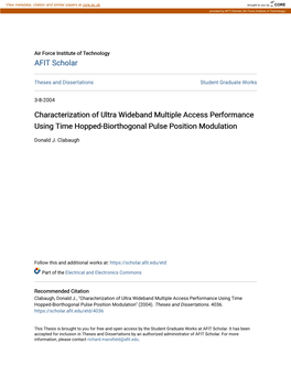 Characterization of Ultra Wideband Multiple Access Performance Using Time Hopped-Biorthogonal Pulse Position Modulation