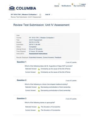 Review Test Submission: Unit IV Assessment