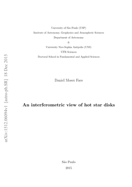 An Interferometric View of Hot Star Disks Arxiv:1512.06094V1 [Astro-Ph.SR] 18 Dec 2015