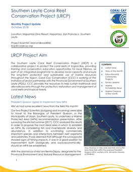 LRCP Project Aim Latest News Southern Leyte Coral Reef