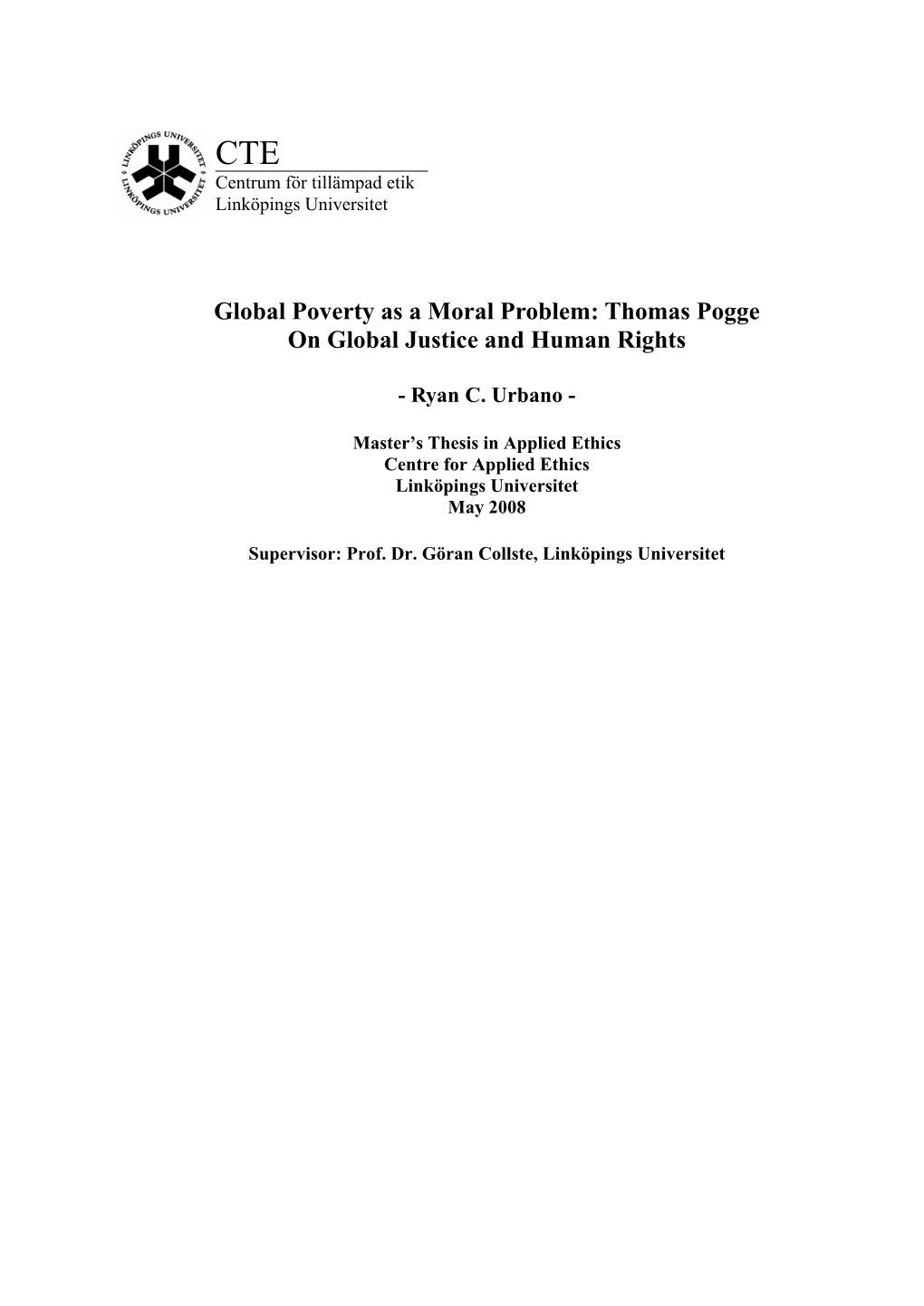 Thomas Pogge on Global Justice and Human Rights
