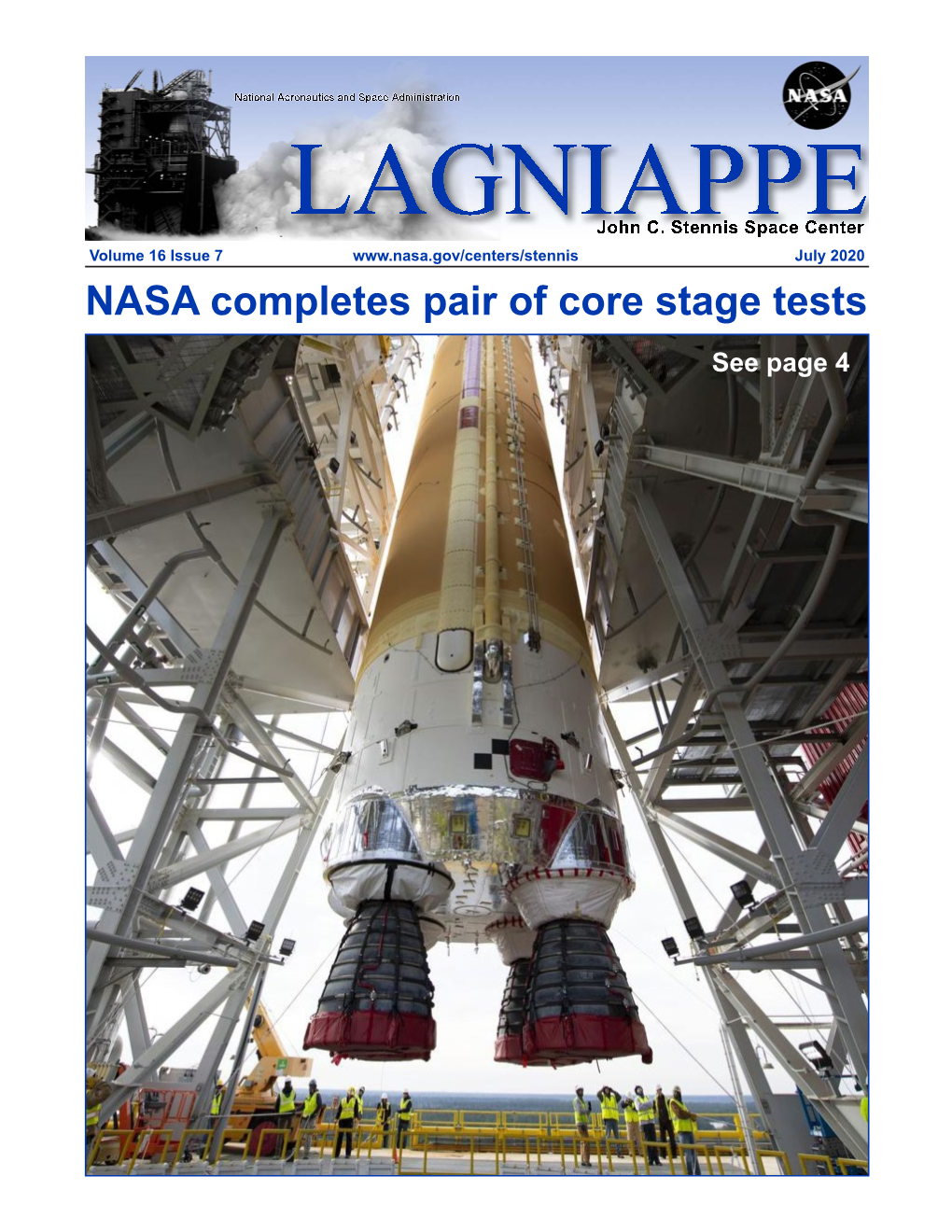 NASA Completes Pair of Core Stage Tests See Page 4 Page 2 LAGNIAPPE July 2020