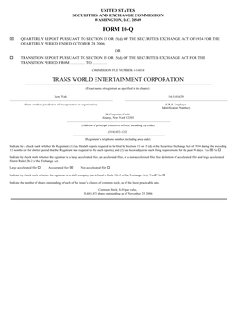 Form 10-Q Trans World Entertainment
