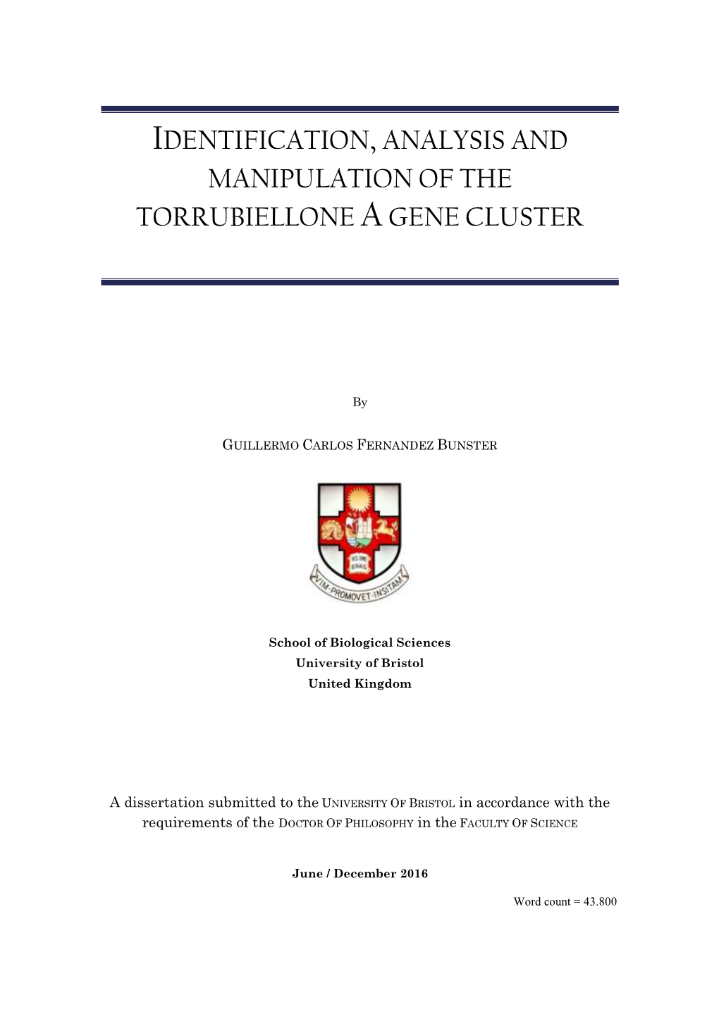 Identification, Analysis and Manipulation of the Torrubiellone a Gene Cluster