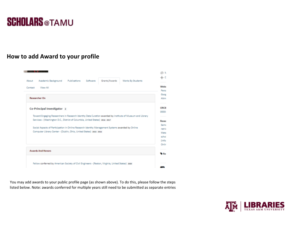 How to Add Award to Your Profile
