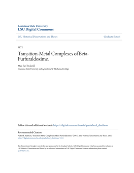Transition-Metal Complexes of Beta-Furfuraldoxime." (1972)
