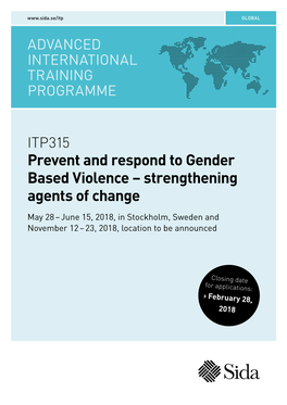 Prevent and Respond to Gender Based Violence – Strengthening Agents of Change