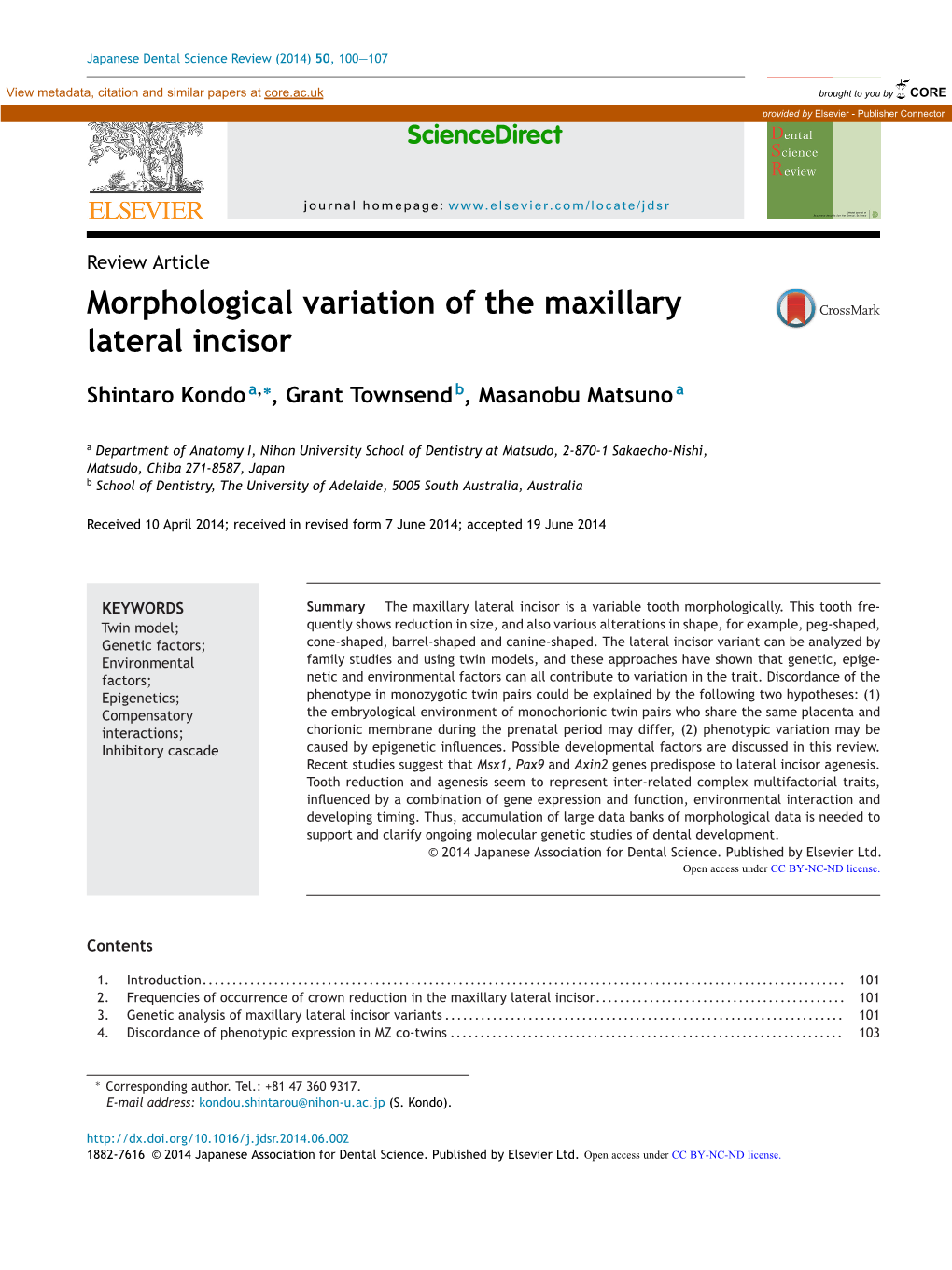 Morphological Variation of the Maxillary Lateral Incisor