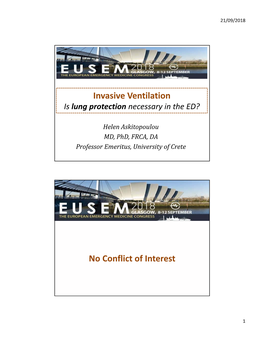 Invasive Ventilation No Conflict of Interest
