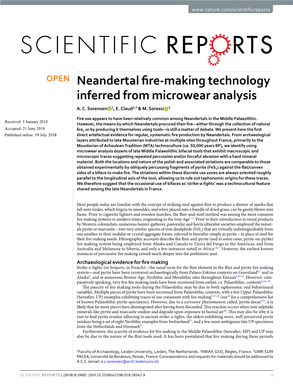 Neandertal Fire-Making Technology Inferred from Microwear Analysis