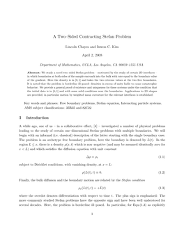A Two–Sided Contracting Stefan Problem