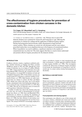 The Effectiveness of Hygiene Procedures for Prevention of Cross-Contamination from Chicken Carcases in the Domestic Kitchen