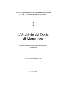 L'archivio Dei Doria Di Montaldeo