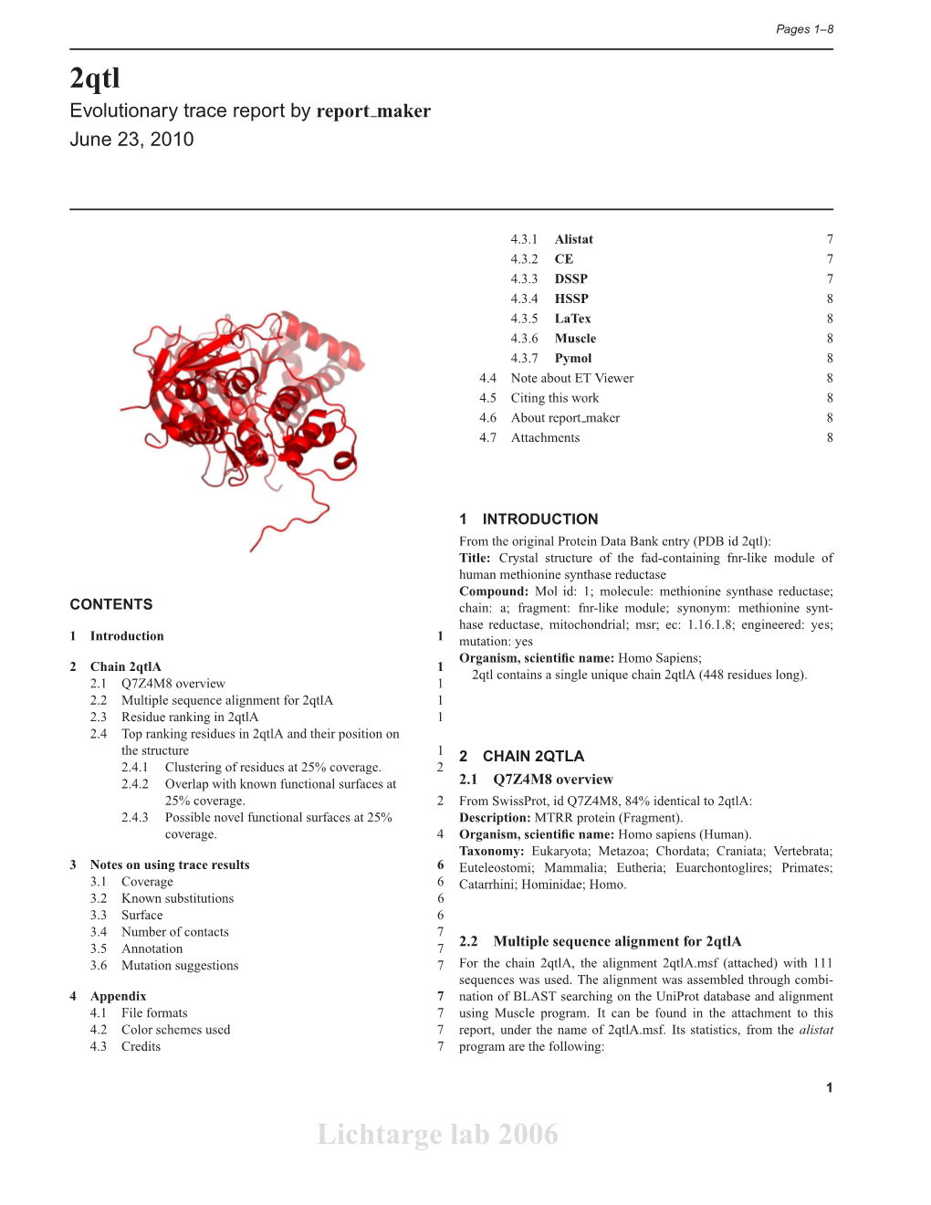 2Qtl Lichtarge Lab 2006