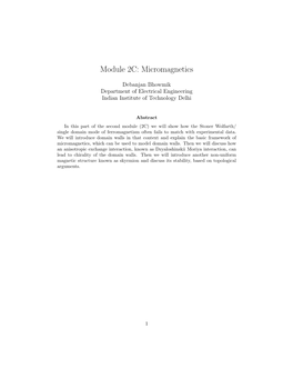 Module 2C: Micromagnetics