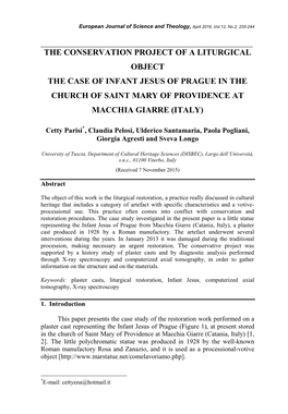 The Conservation Project of a Liturgical Object: the Case of Infant Jesus Of