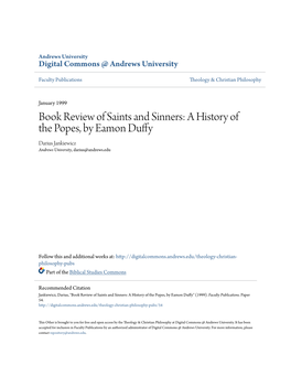 A History of the Popes, by Eamon Duffy Darius Jankiewicz Andrews University, Darius@Andrews.Edu
