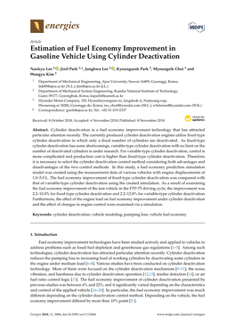 Estimation of Fuel Economy Improvement in Gasoline Vehicle Using Cylinder Deactivation