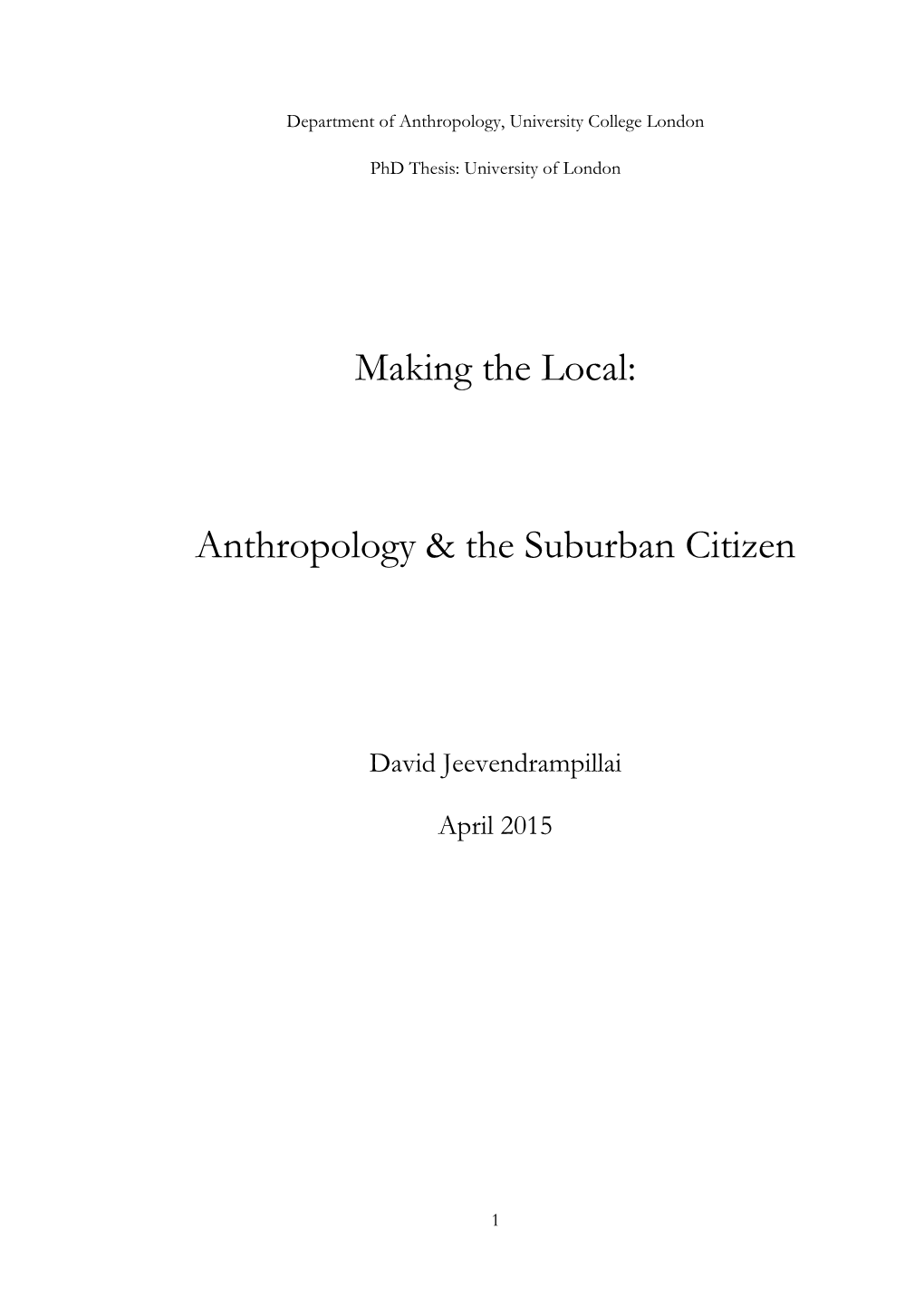 Anthropology & the Suburban Citizen