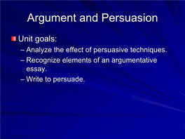 Elements of Argument and Persuasive Techniques