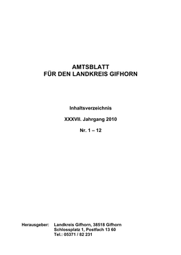 Amtsblatt Für Den Landkreis Gifhorn