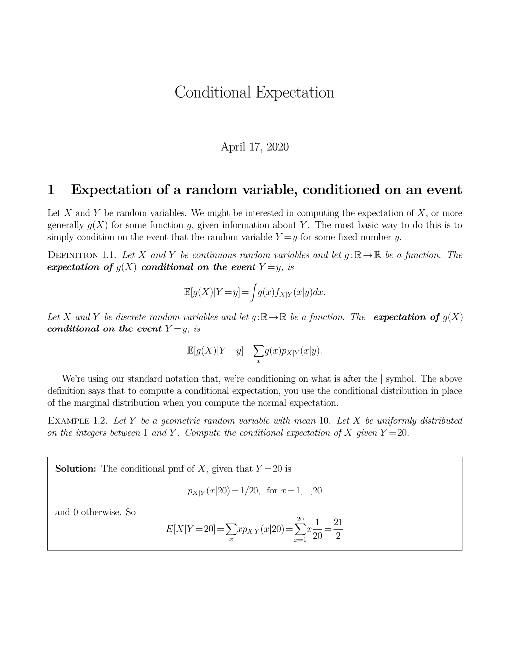 Conditional Expectation