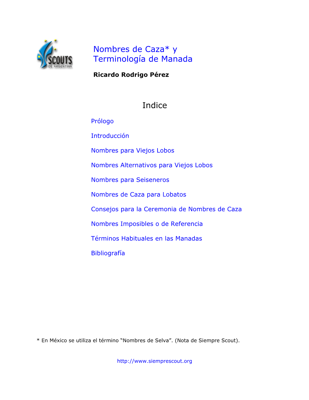 Nombres De Caza Y Terminología De Manada Prólogo