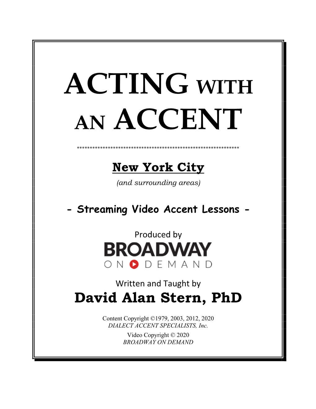 Acting with an Accent
