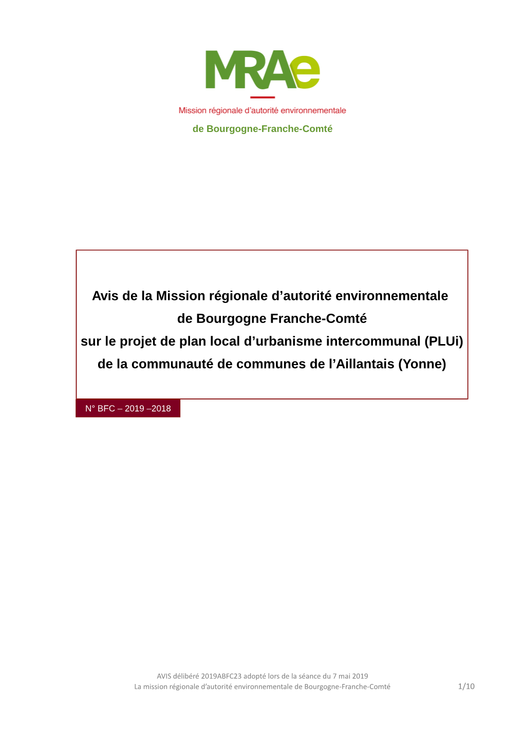 Avis De La Mission Régionale D'autorité Environnementale De Bourgogne