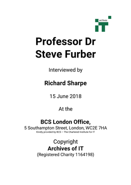 Professor Dr Steve Furber