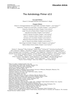 The Astrobiology Primer V2.0