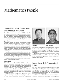 Mathematics People, Volume 51, Number 6