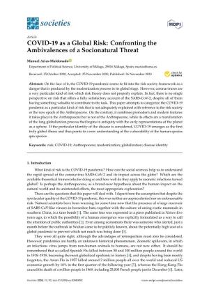 COVID-19 As a Global Risk: Confronting the Ambivalences of a Socionatural Threat