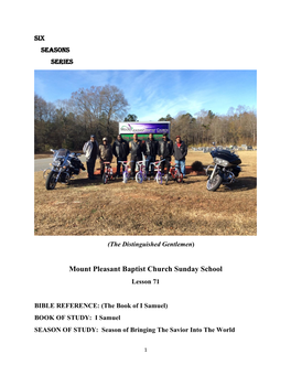 Mount Pleasant Baptist Church Sunday School Lesson 71