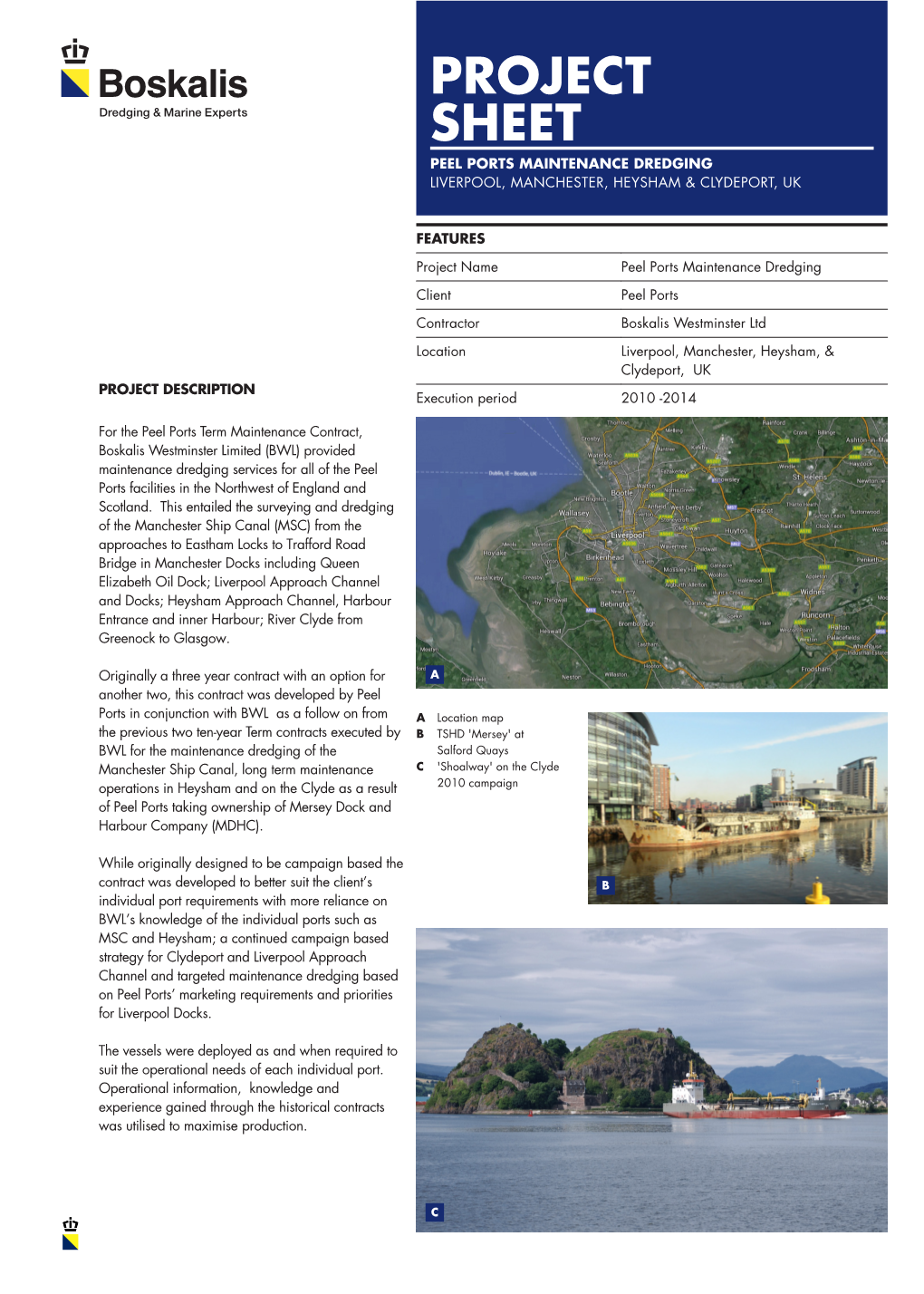 Project Sheet Peel Ports Maintenance Dredging Liverpool, Manchester, Heysham & Clydeport, Uk