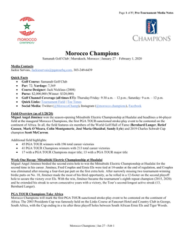 Morocco Champions Samanah Golf Club | Marrakech, Morocco | January 27 – February 1, 2020