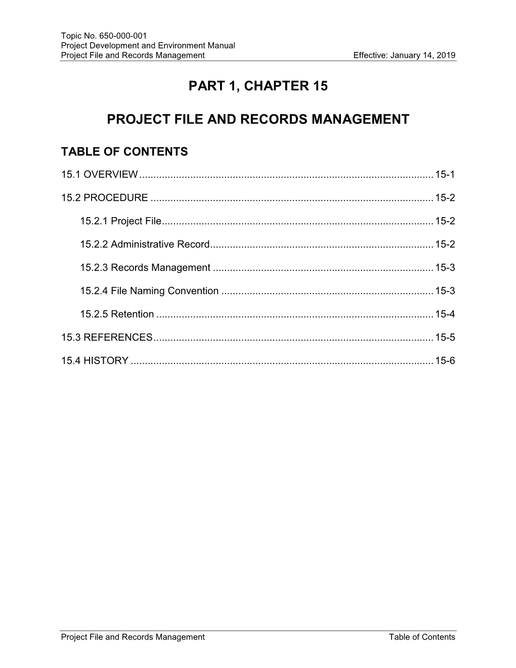 Part 1, Chapter 15 Project File and Records Management
