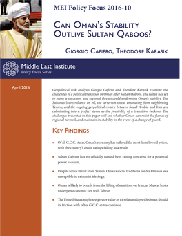 Can Oman's Stability Outlive Sultan Qaboos?
