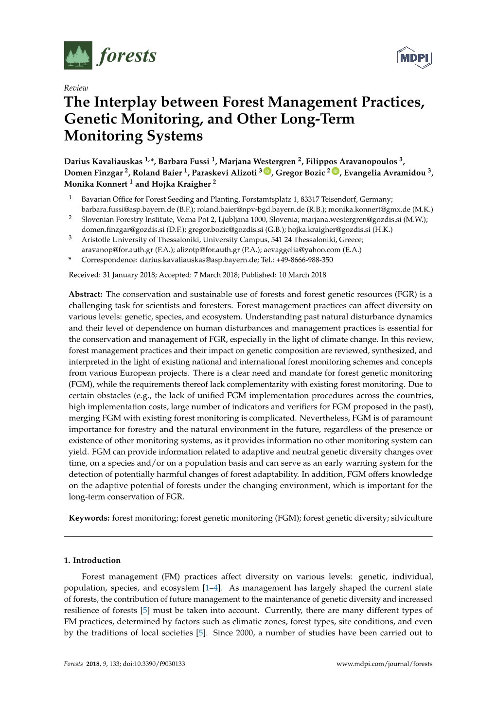 The Interplay Between Forest Management Practices, Genetic Monitoring, and Other Long-Term Monitoring Systems